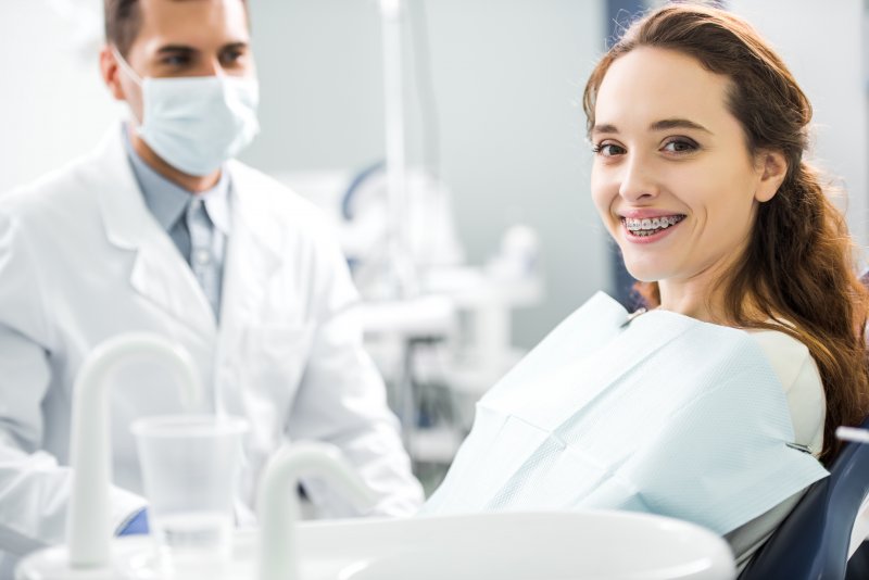 Patient smiling at their dental checkup